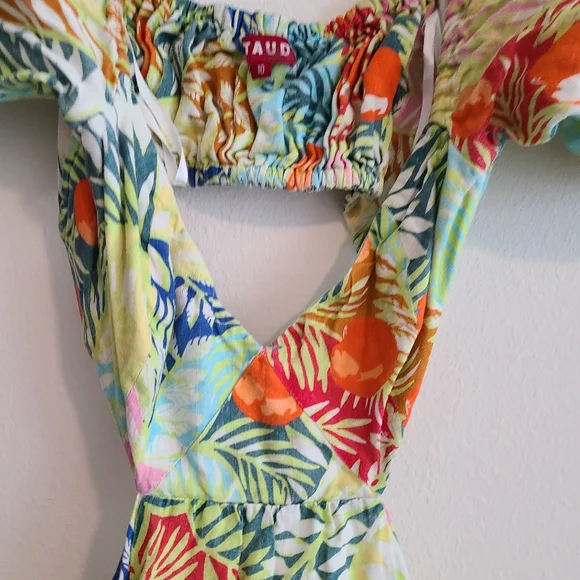 STAUD Vibrant Green and Blue Maxi Dress - Picture 3 of 7